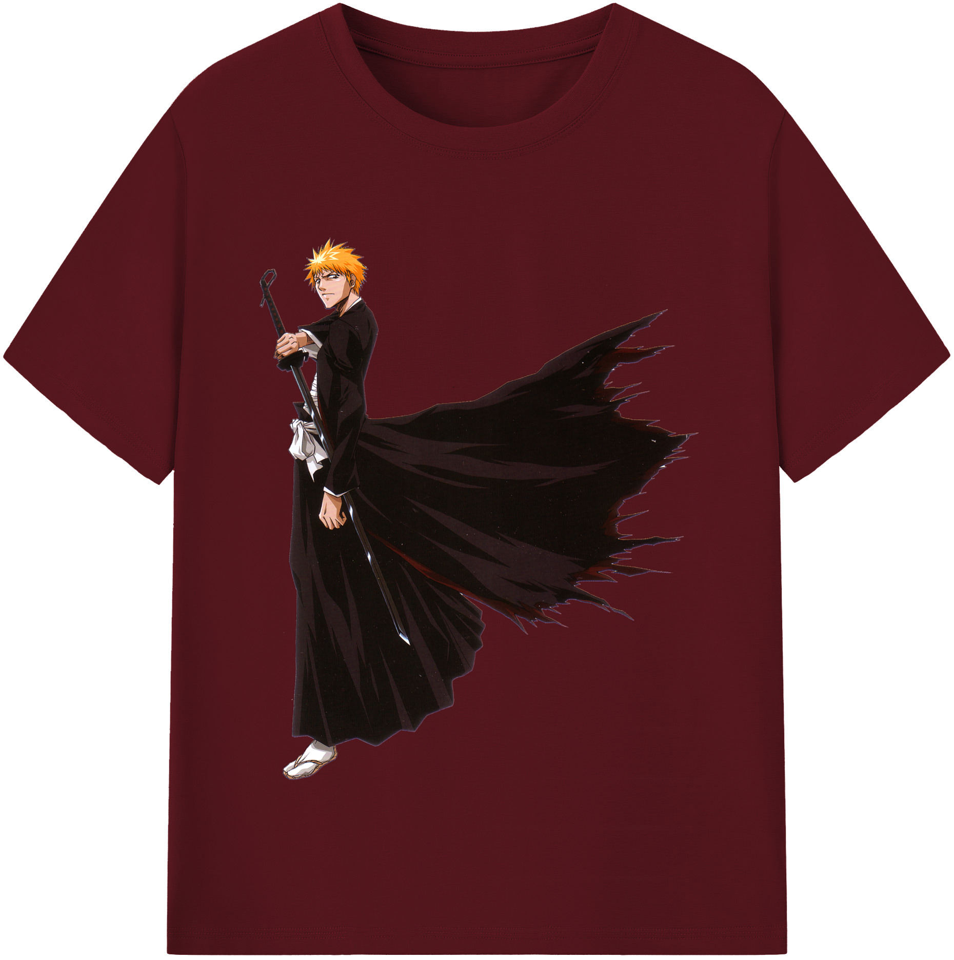 （画像用） ブリーチ 黒崎一護（くろさき いちご）BLEACH Kurosaki Ichigo 綿100％半袖Tシャツ（フロントプリント）